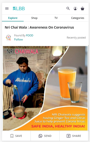 Nri Chai Wala : Awareness On Coronavirus